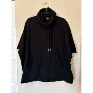 Garnet Hill Oversized Black Poncho Hoodie Women's Large